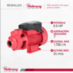 Bomba periférica Centrífuga de Agua Motorarg - Pf50 0.5 Hp - Imagen 3