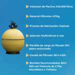 Filtro de arena para pileta Vulcano VC-250 TOP de 6 vías - Imagen 2