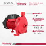 Bomba Centrifuga Elevadora 1 Hp Bc100 M Monofasica Motorarg - Imagen 4