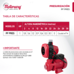Bomba Agua Presurizadora Motorarg Pf Pres 0.5 Hp - Imagen 2