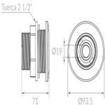 Retorno Orientable Vulcano Aro Blanco Piscinas Fv Ø50mm DE PEGAR - Imagen 2